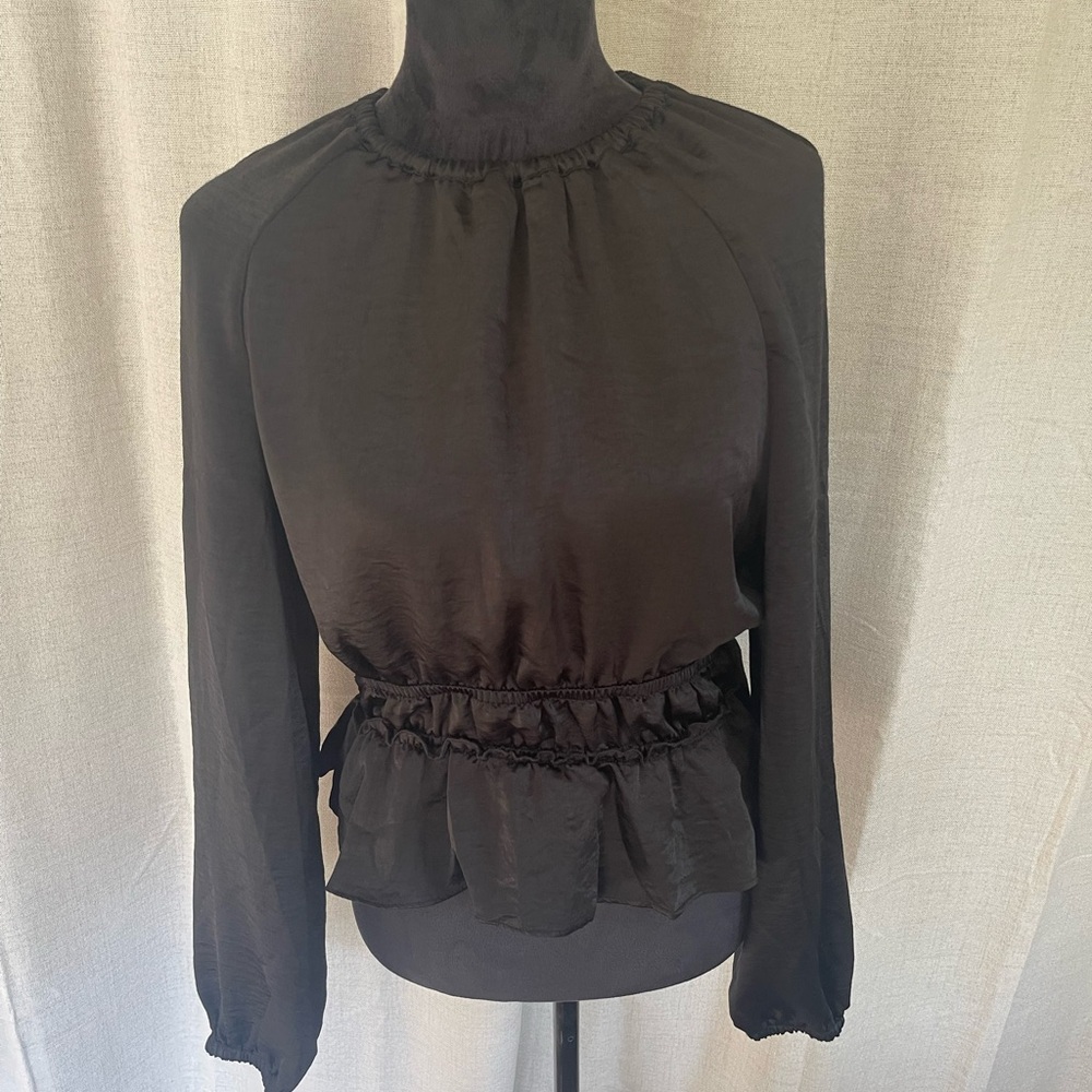 Steve Madden Black Ruffled Blouse